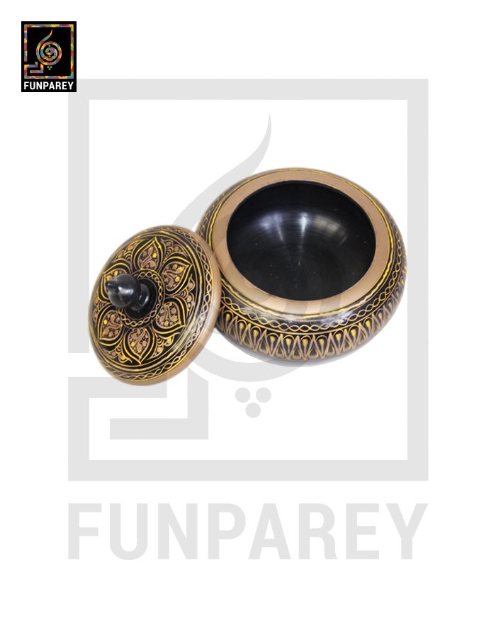 Wooden Candy Jar 4″ with Naqshi Art – Golden