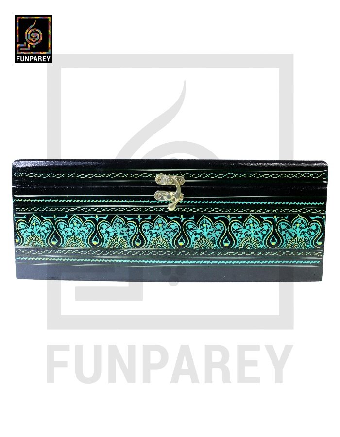 Wooden Jewelry Box with Partitions & Window 8/12 with Lacquer Art