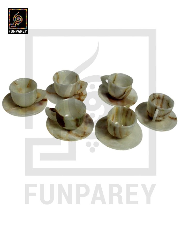 Onyx Stone Tea Cup Set (6 Cups & Saucers)
