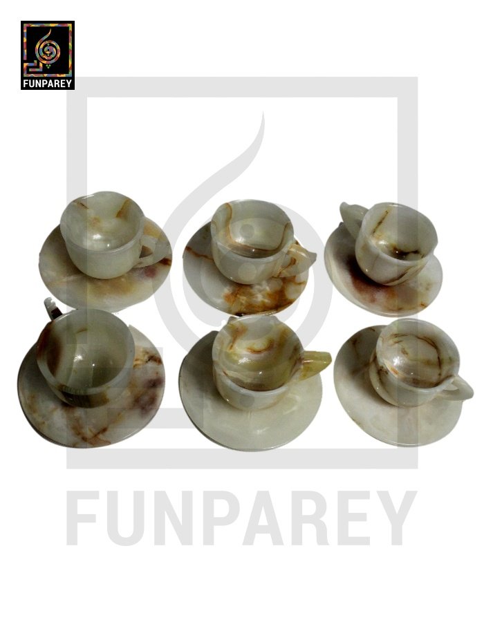 Onyx Stone Tea Cup Set (6 Cups & Saucers)