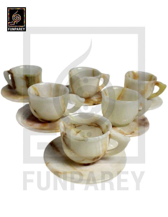 Onyx Stone Tea Cup Set (6 Cups & Saucers)