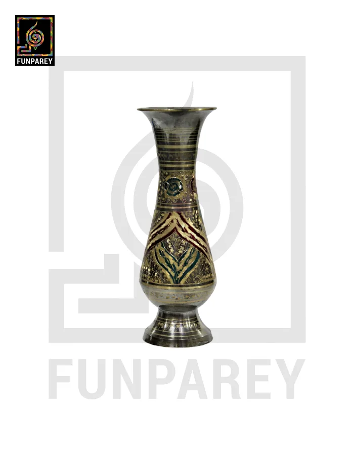 Handmade 10" Brass Vase Pair 'Jazzed Prismatic'