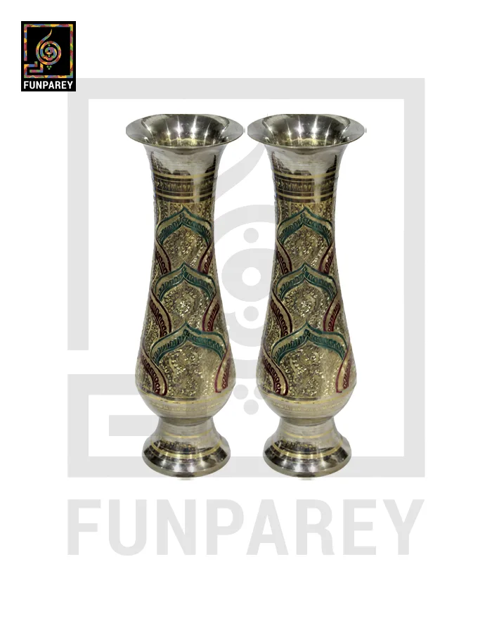 Handmade 12" Brass Vase Pair 'Horizon'