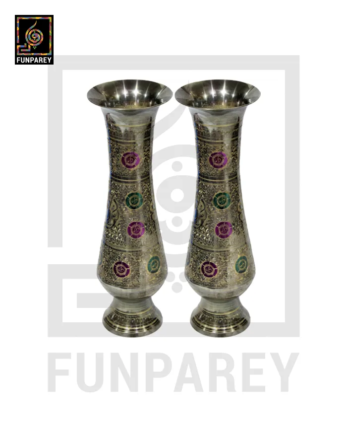Handmade 12" Brass Vase Pair 'Pastoral Tall'