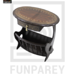 Handmade Wooden Magazine Table 20″ With Brass Work