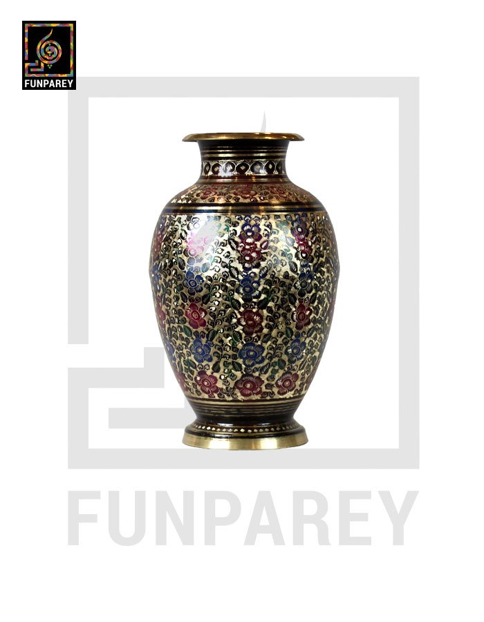 Handmade Decorative Brass Vase Heavy 14" Labyrinth