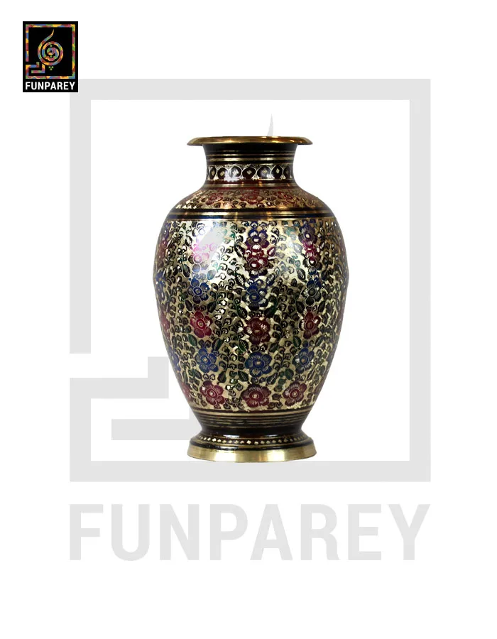 Handmade Decorative Brass Vase Heavy 14" Labyrinth
