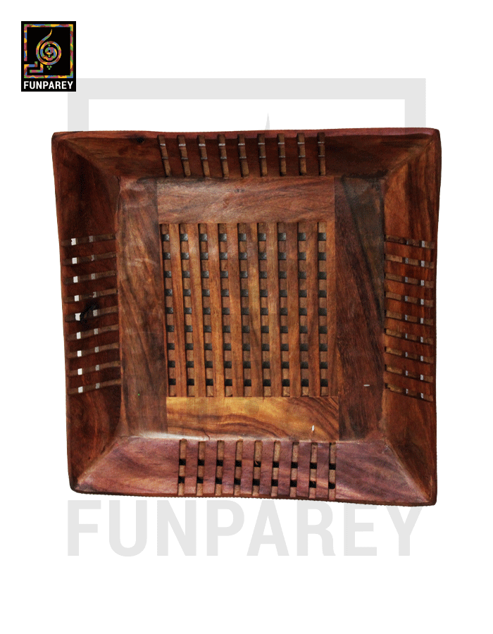 Handmade Wooden Square Tray 10"