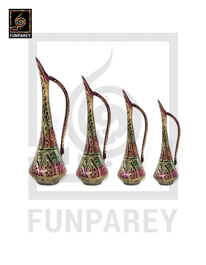 Handmade Brass Flower Vase Set (4 Pieces)