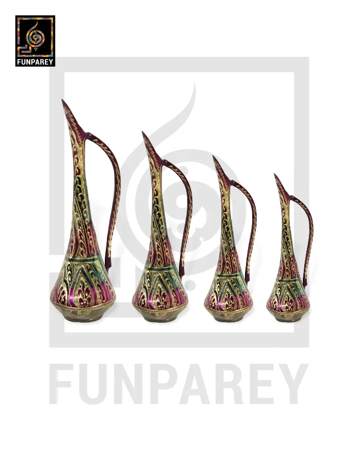 Handmade Brass Flower Vase Set (4 Pieces)