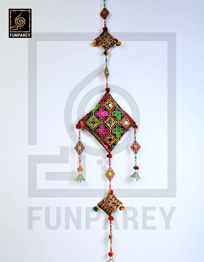 Handmade Antique Embroidered Cushion Door Chime Large (Single)