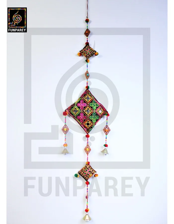 Handmade Antique Embroidered Cushion Door Chime Large (Single)