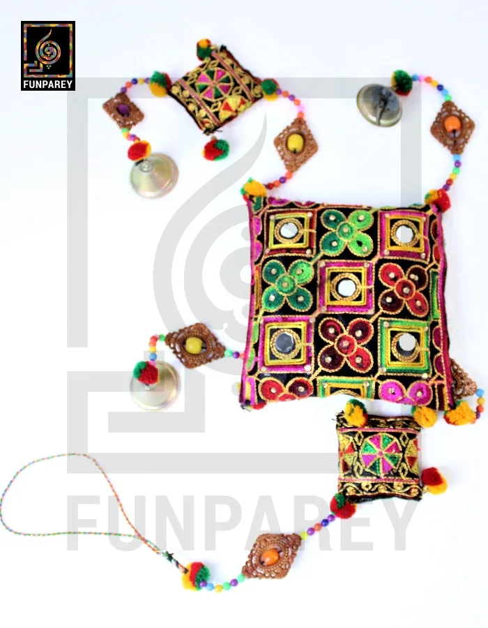 Handmade Antique Embroidered Cushion Door Chime Large (Single)