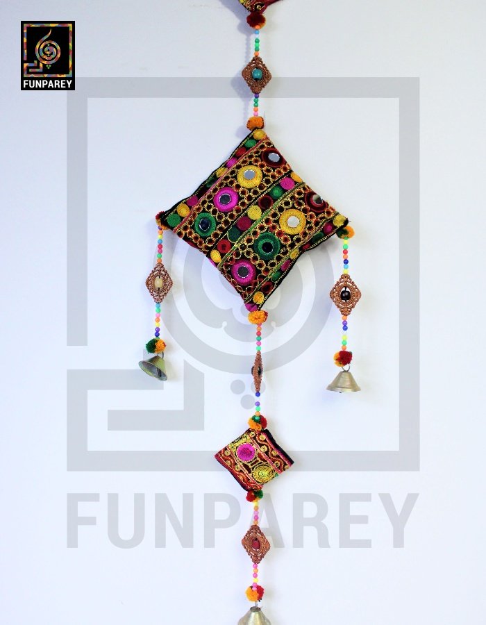 Handmade Antique Embroidered Cushion Door Chime Large (Single)