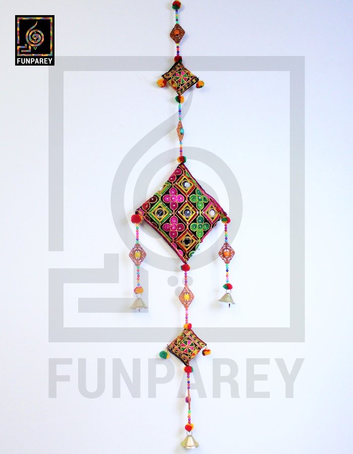 Handmade Antique Embroidered Cushion Door Chime Large (Single)