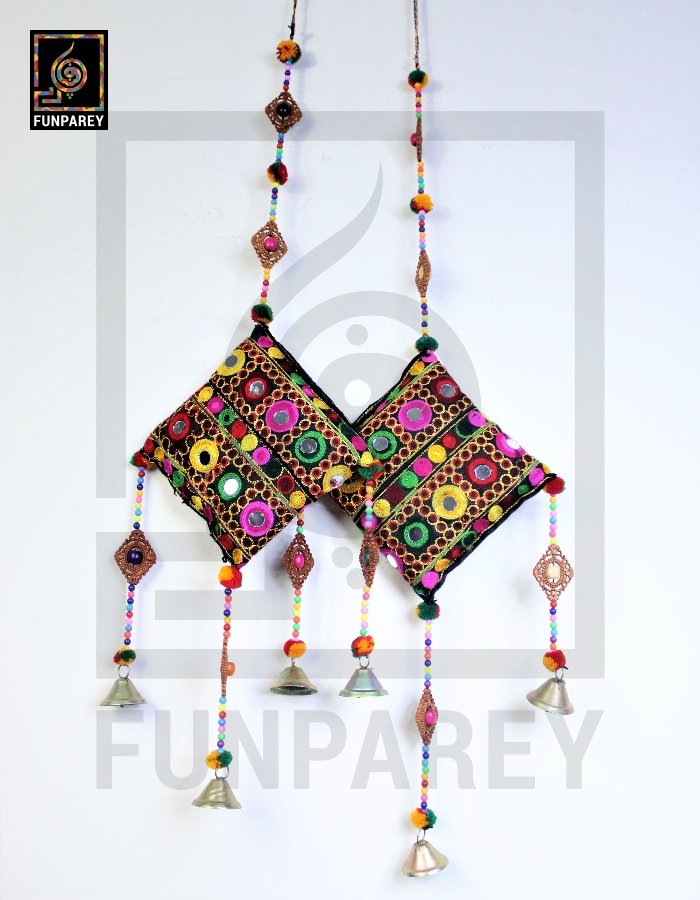 Handmade Antique Embroidered Cushion Door Chime Small Pair