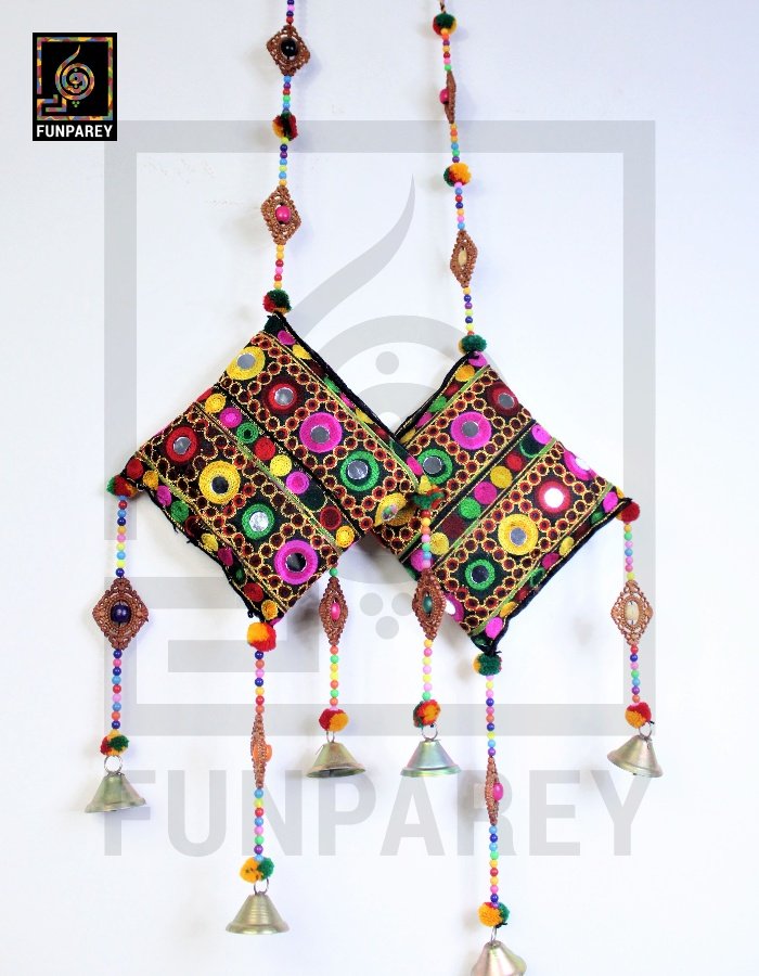 Handmade Antique Embroidered Cushion Door Chime Small Pair