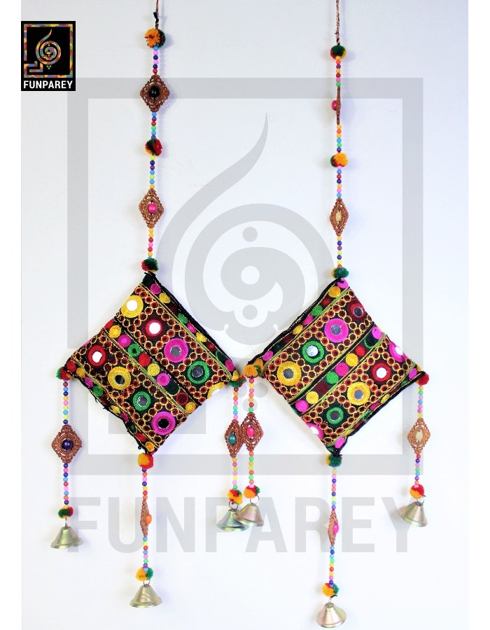 Handmade Antique Embroidered Cushion Door Chime Small Pair