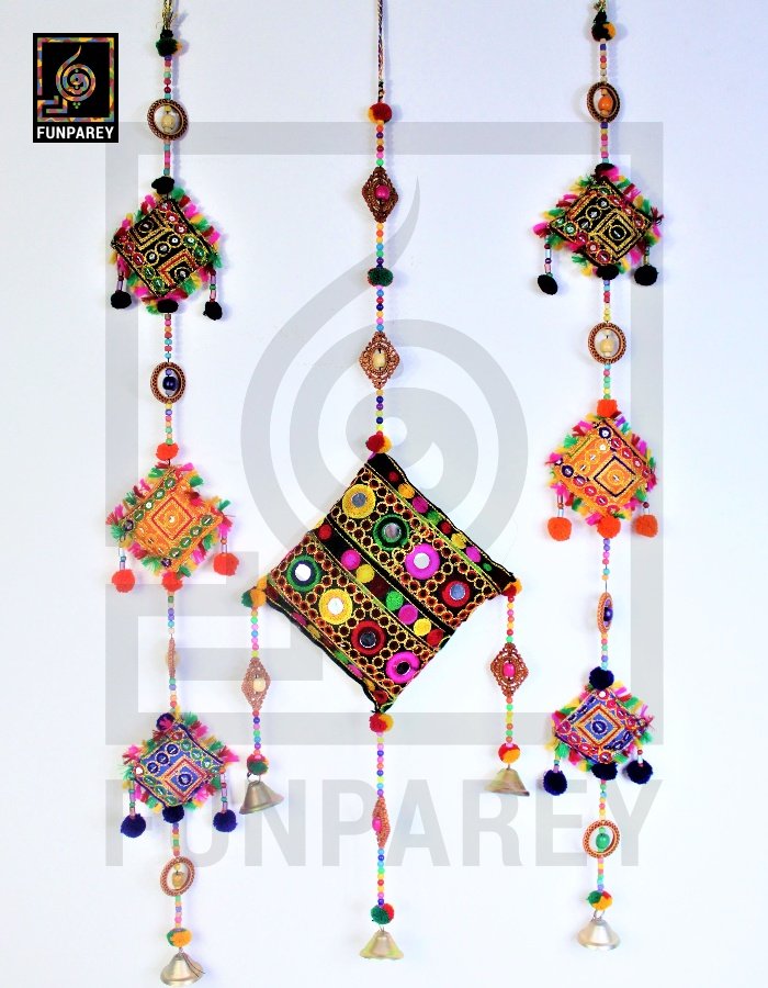 Handmade Antique Embroidered Cushion Door Chime Small Set (1 Small and 2 Square)