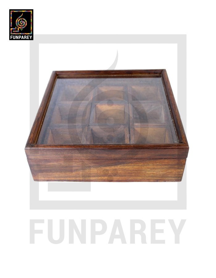 Handmade Wooden Storage Box with Removable Partitions 10/10 (Masala Box)