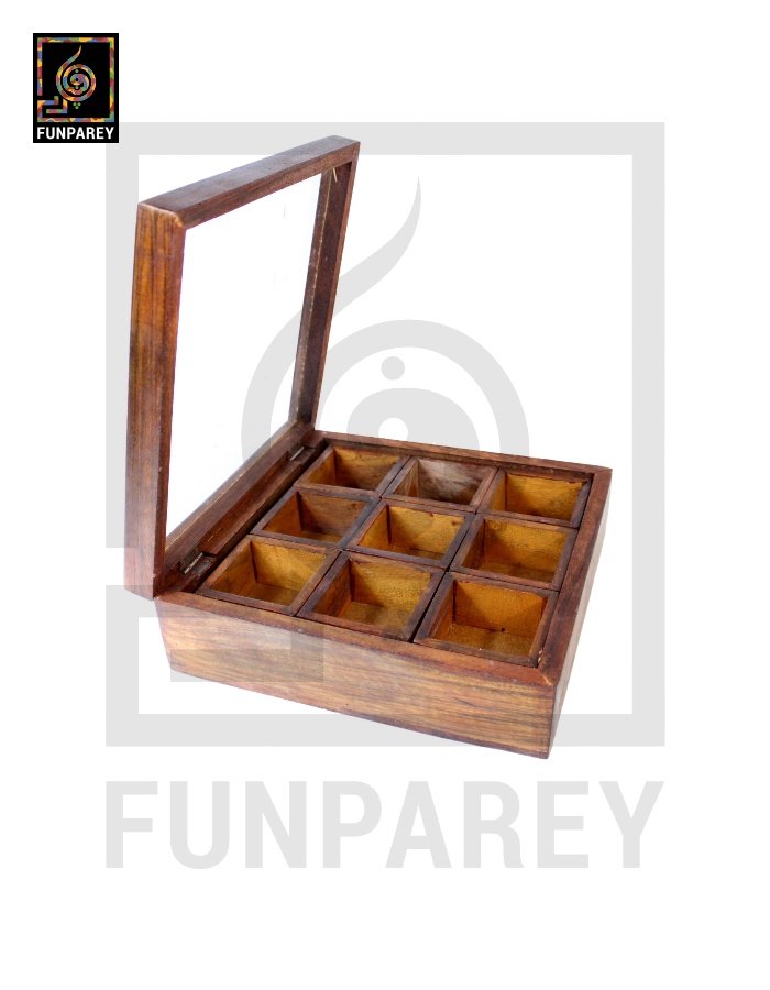 Handmade Wooden Storage Box with Removable Partitions 10/10 (Masala Box)