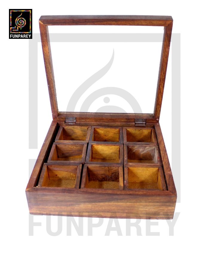 Handmade Wooden Storage Box with Removable Partitions 10/10 (Masala Box)