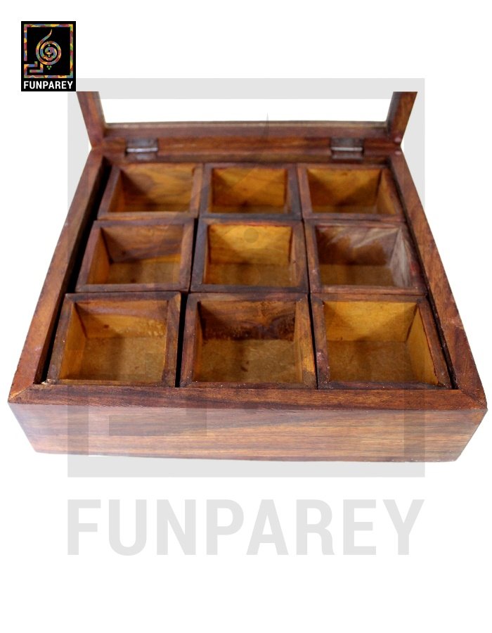 Handmade Wooden Storage Box with Removable Partitions 10/10 (Masala Box)