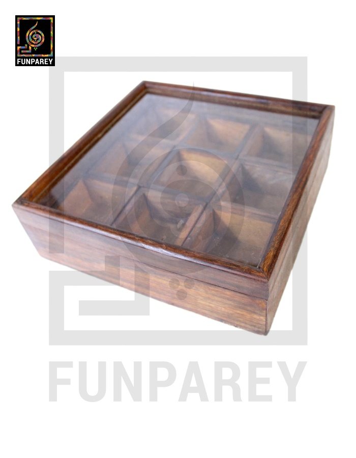 Handmade Wooden Storage Box with Removable Partitions 10/10 (Masala Box)