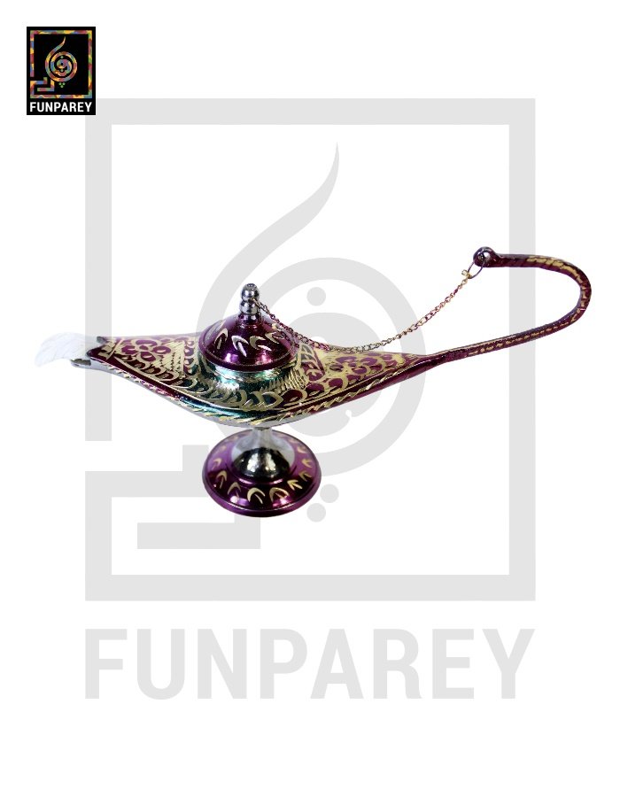 Antique Brass Aladdin lamp Dark Green With Diamond Cut Work