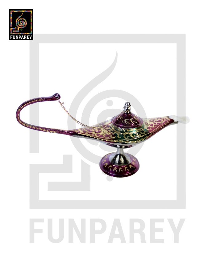 Antique Brass Aladdin lamp Dark Green With Diamond Cut Work