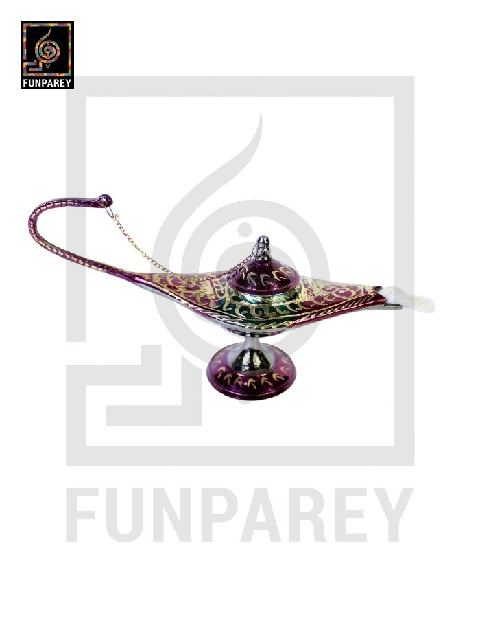 Antique Brass Aladdin lamp Dark Green With Diamond Cut Work