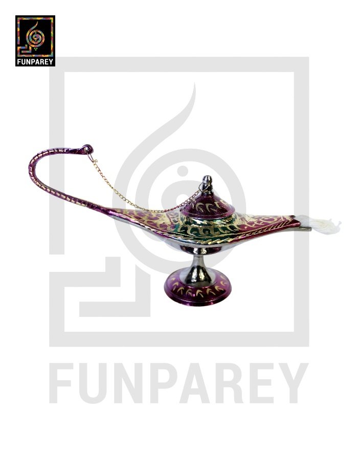 Antique Brass Aladdin lamp Dark Green With Diamond Cut Work