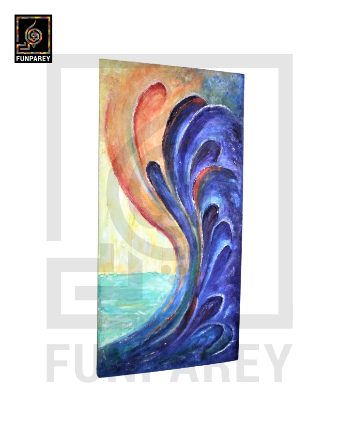 Abstract 3D Oil Painting "RIPTIDE" 18X36