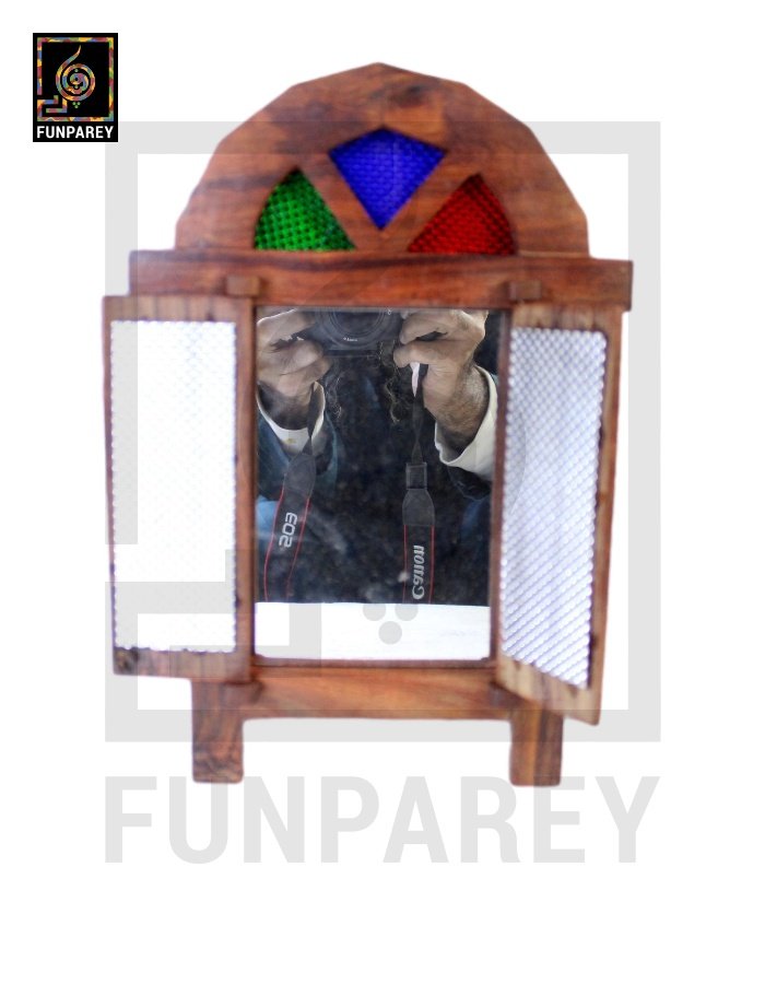 Handmade Wooden Doorway Key Hanger with Mirror