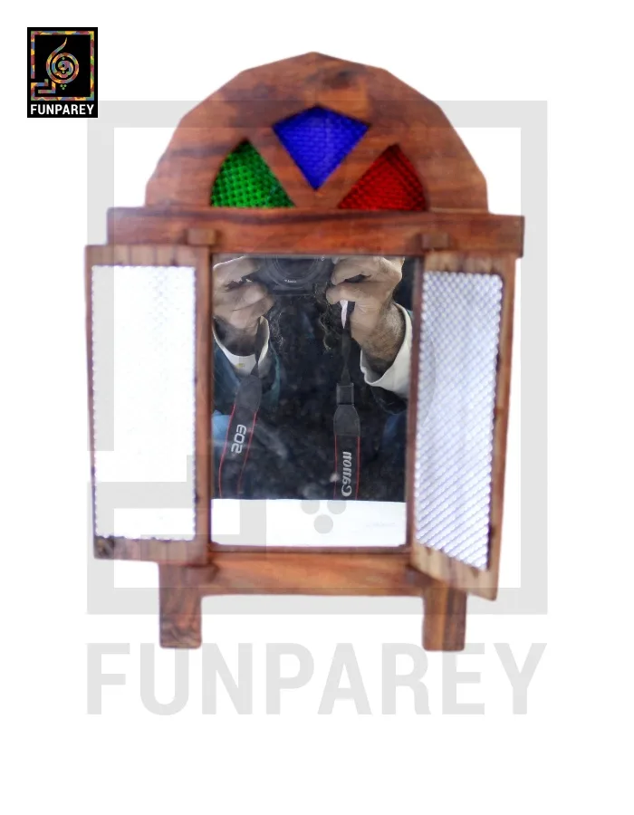 Handmade Wooden Doorway Key Hanger with Mirror