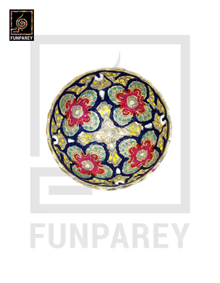 Brass Decorative Snack Bowl 4" With Floral Design