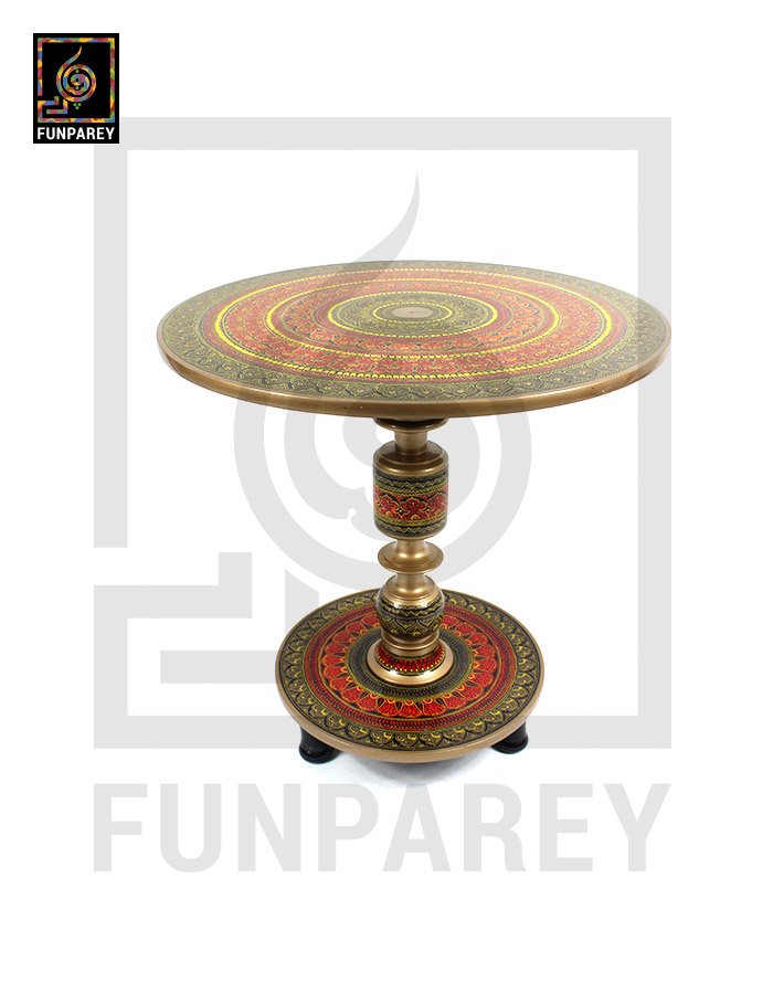 Wooden Table with Naqshi Art - 24"