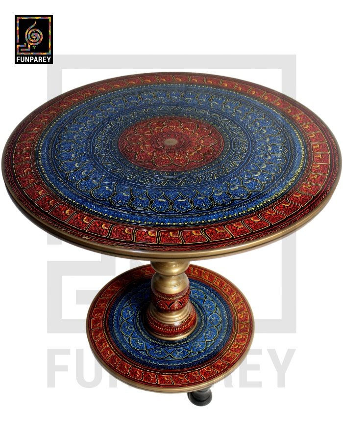 Wooden Table with Naqshi Art - 24"