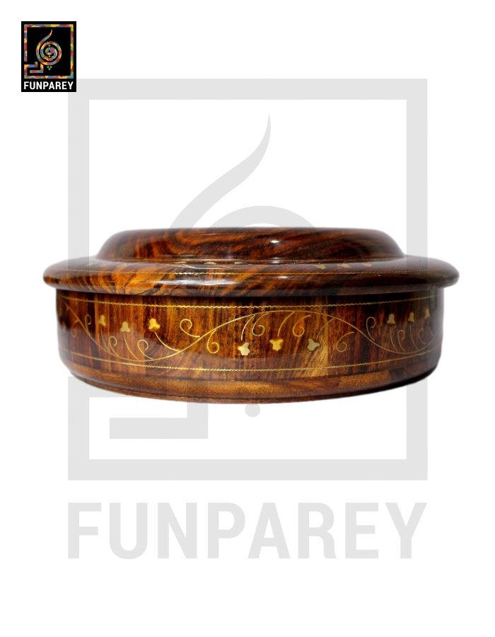 Premium Wooden Dry Fruit Bowl 10" With Brass Work