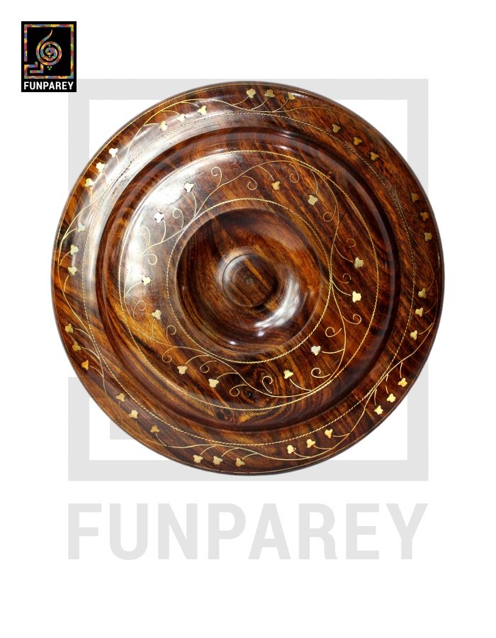Premium Wooden Dry Fruit Bowl 10" With Brass Work
