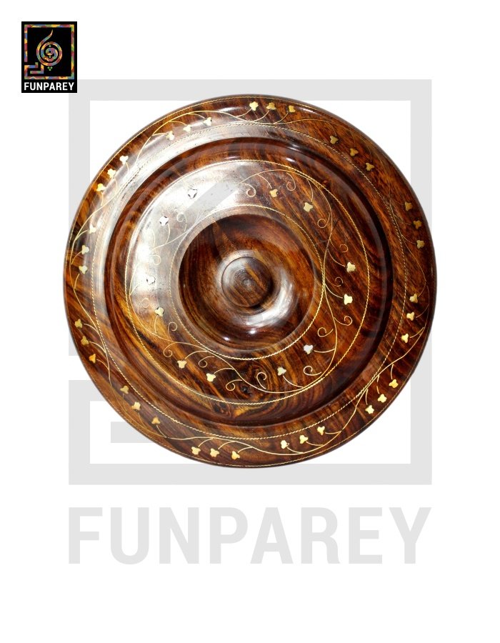 Premium Wooden Dry Fruit Bowl 10" With Brass Work