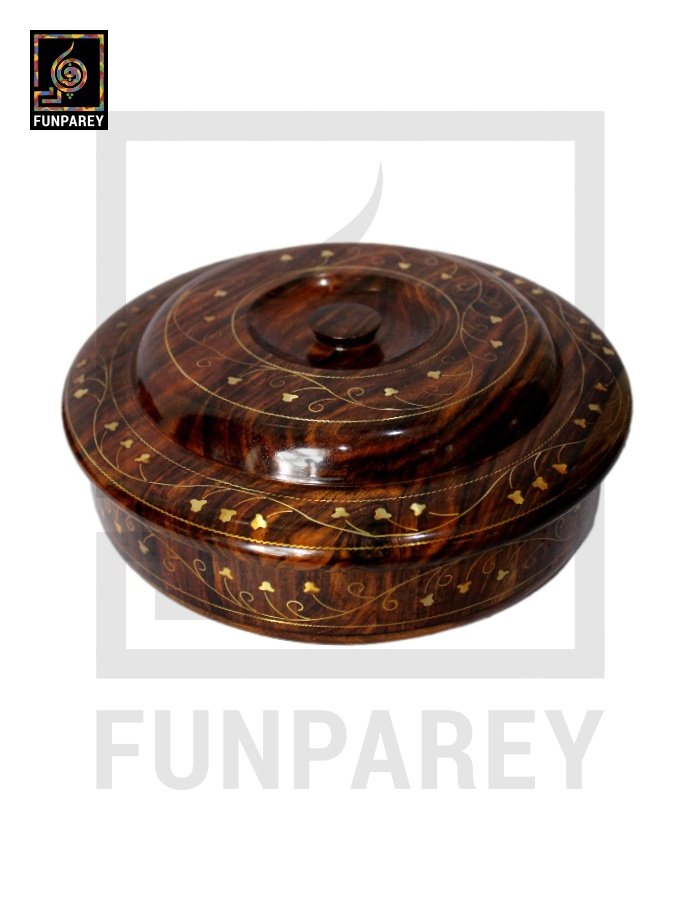 Premium Wooden Dry Fruit Bowl 10" With Brass Work