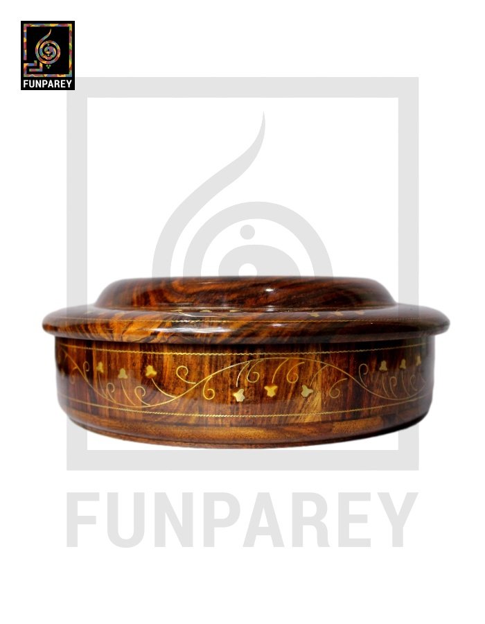 Premium Wooden Dry Fruit Bowl 10" With Brass Work