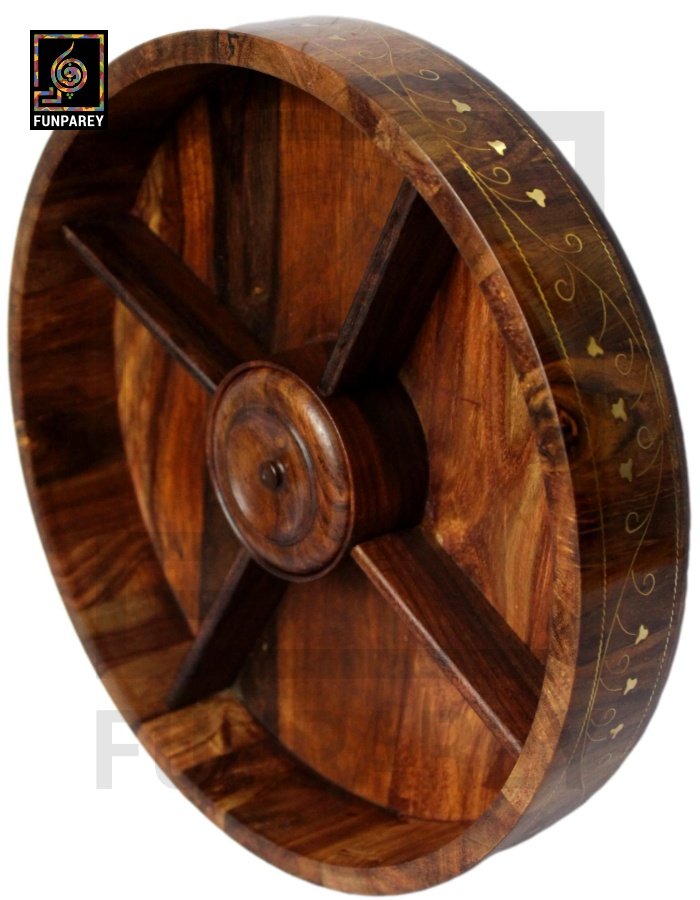 Premium Wooden Dry Fruit Bowl 12" With Brass Work