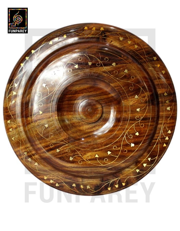 Premium Wooden Dry Fruit Bowl 12" With Brass Work