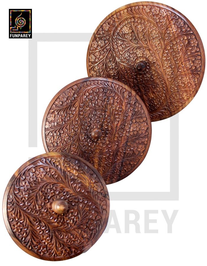 Premium Wooden Dry Fruit Bowl Set with Standard Carving Design (3 Pieces)