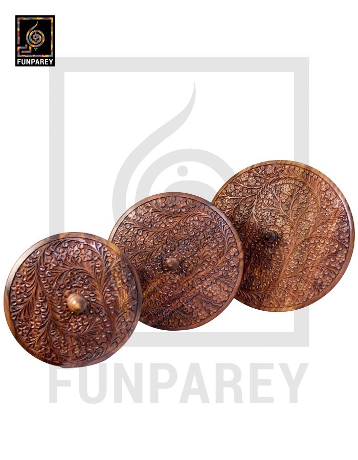 Premium Wooden Dry Fruit Bowl Set with Standard Carving Design (3 Pieces)