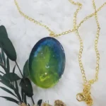 Baltic Ocean Oval Resin Pendant 02