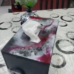 Epoxy Resin Tissue Box - Red & White 01
