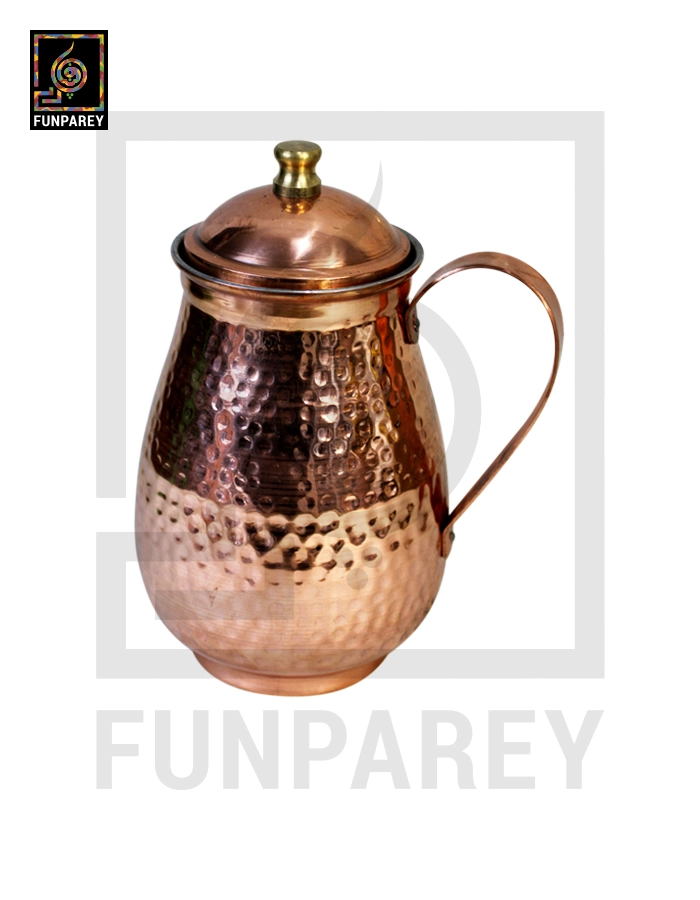 Galvanized Copper Jug With Hammered Design 9″